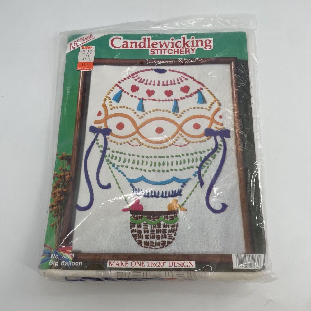 VTG Suzanne McNeill Candlewicking Stitchery Kit 5261 Big Hot Air Balloon NEW USA